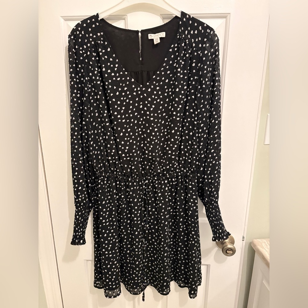 Black and White M Polka Dot Midi Dress